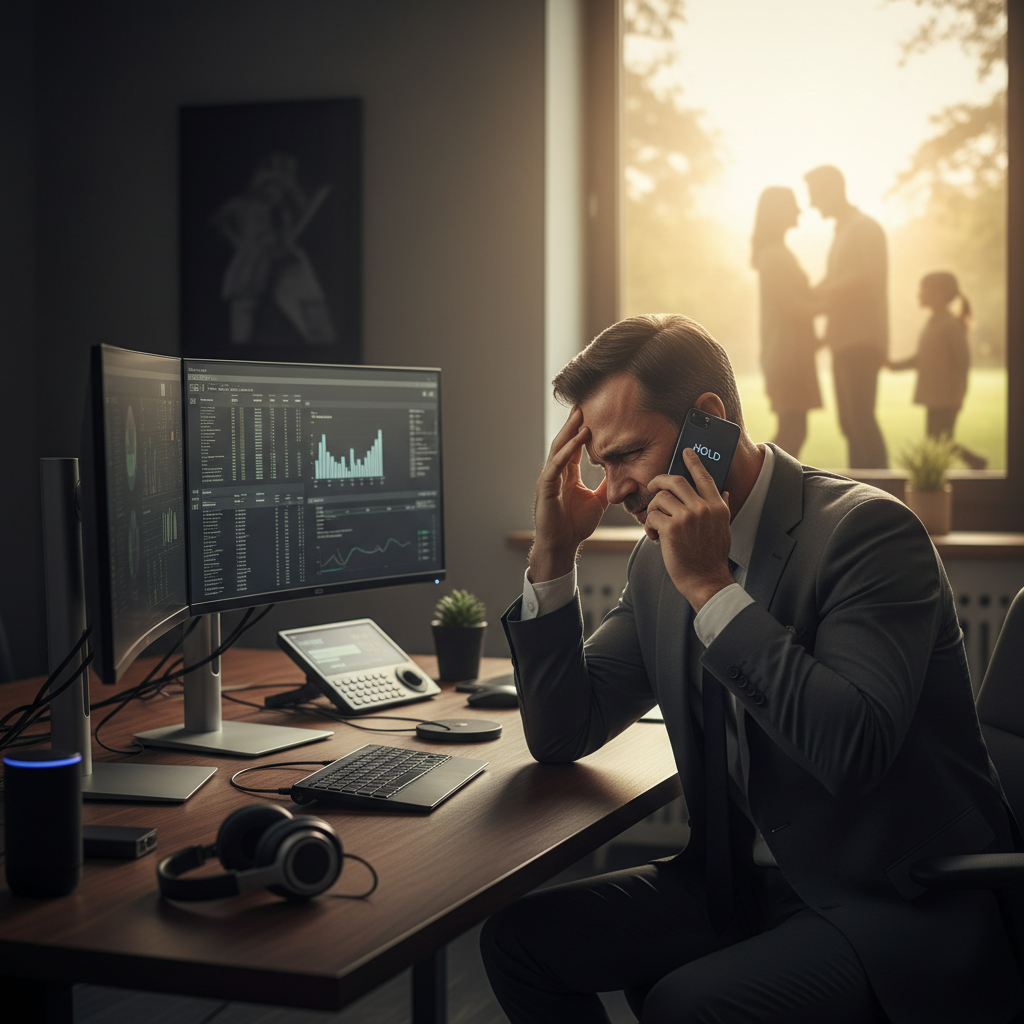 Person frustrated with automated phone system