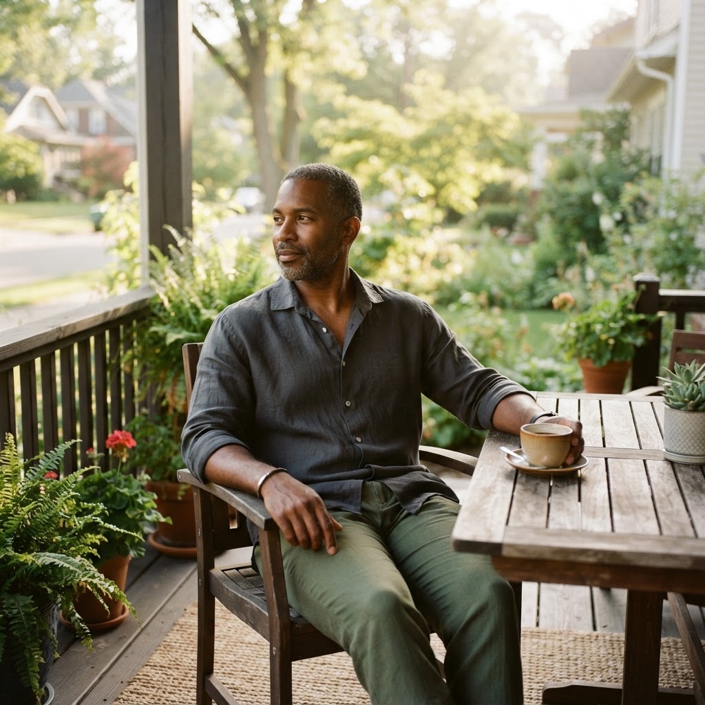 A professional over 40 reflecting on lifestyle design — moving from escaping life to intentionally building one that fits their values and aspirations.
