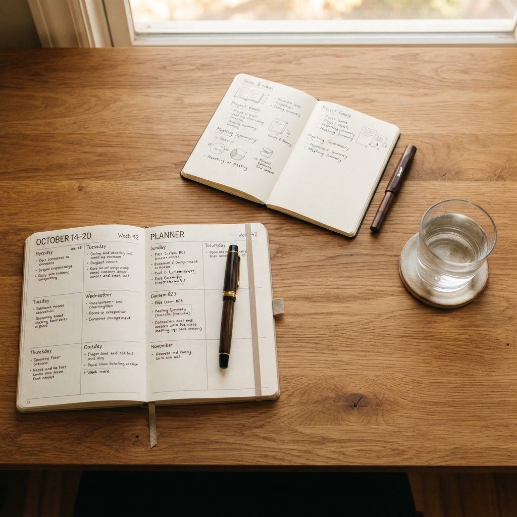 A clean and organized workspace representing mental clarity and reduced clutter.